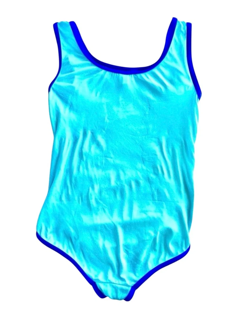 Mini Boden Girls Swimsuit 🌈 Aqua Rainbow Appliqué One‑Piece Size 7–8Y 128 cm